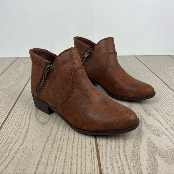 Sun + Stone Women's Adelinee Double Zip Ankle Booties 6.5M Chocolate $70 - Picture 1 of 8